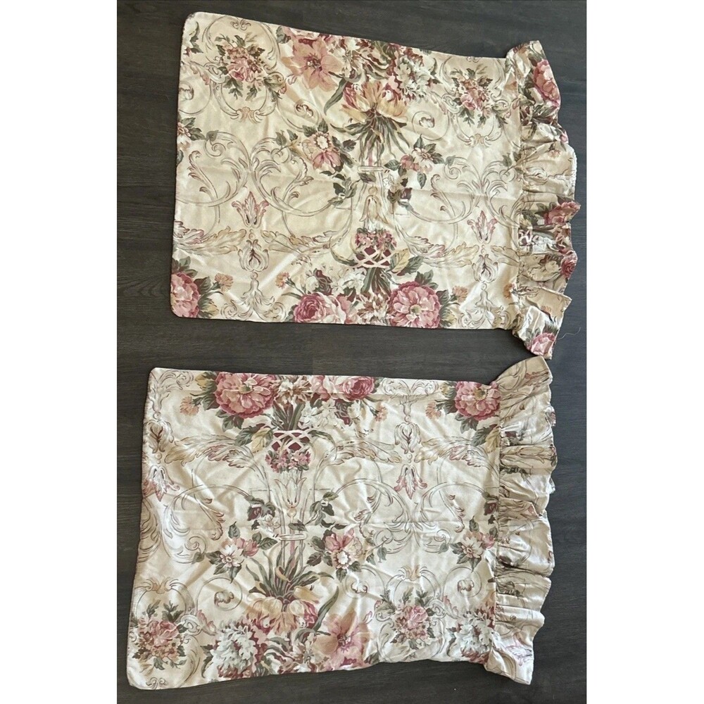 Vintage Ralph Lauren Guinevere Pillow Case Ruffle Cotton Standard Set Of 2